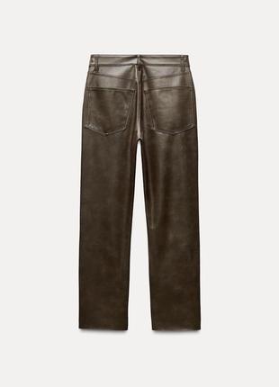 Джинси жіночі коричневі штучна шкіра zara new4 фото