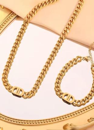 Набор чокер и браслет в стиле гучи