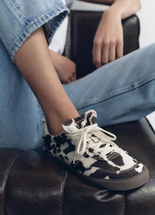 Кеды женские с принтом кожаные zara new