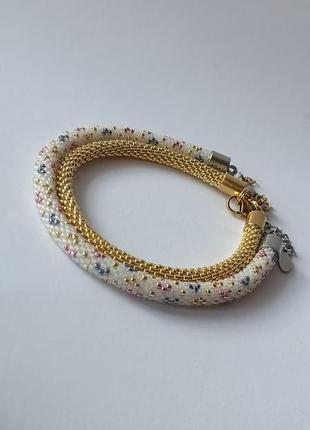 Ніжний, білий браслет з бісеру на день святого валентина. найкращий подарунок про кохання. сердце. серденьки то любов.