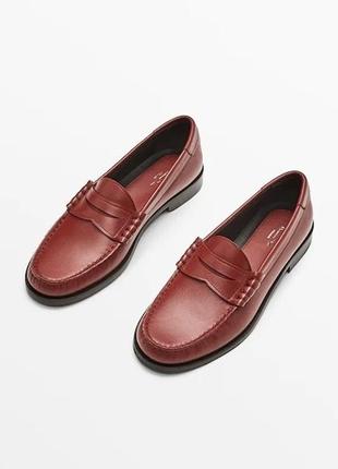Шкіряні туфлі лофери massimo dutti шкіра