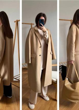 Бежеве пальто зара zara пісочне шерсть