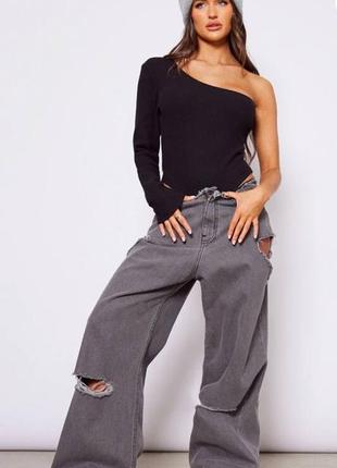 Боди в рубчик на одно плечо