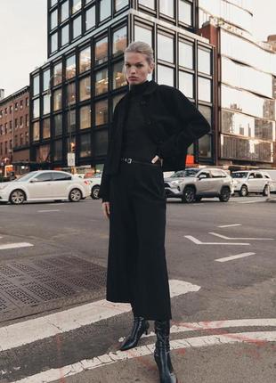 Брюки с широкими штанинами zara широкие штаны зара черные кюлоты