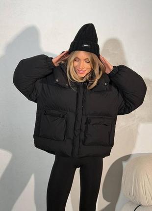 Зимовий укорочений пуховик6 фото