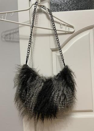 Хутряна сумочка, маленька сумка, сумка кросбоді