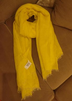 Шарф палантин cos из шерсти и льна желтый