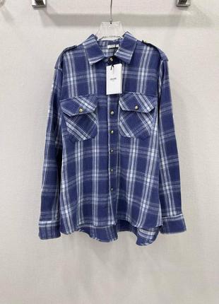 Сорочка рубашка в клеточку голубая брендовая люкс качество