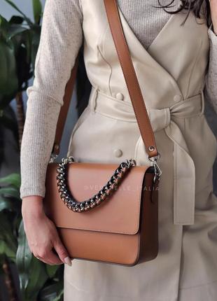 Сумка кожаная итальянская рыжая