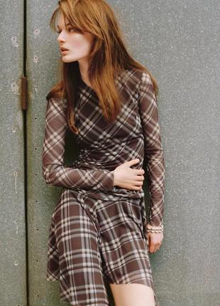 Драпированное тюлевое платье в клетку