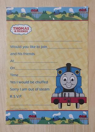 Приглашение запрошенная на вечеринку с паровозиком томасом thomas & friends