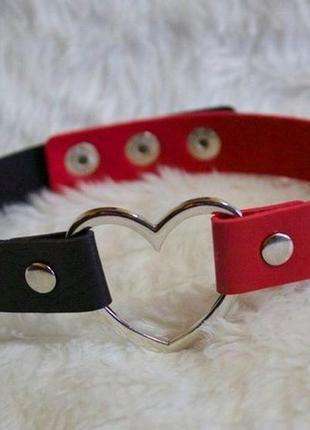 Чокер сердечко красно-черный красный черный гранж готический у2к y2k
