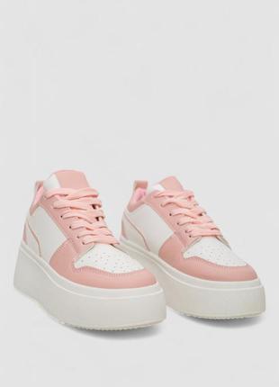 Кроссовки женские демисезонные на платформе, цвет розово-белый