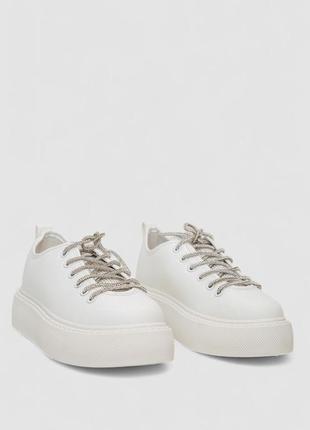 Кроссовки женские демисезонные на платформе, цвет бело-серебристый