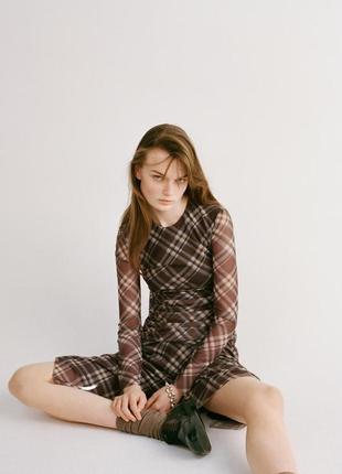 Короткое платье тюлевое в клетку zara new