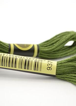 Нитки мулине для вышивки  схс -937 зеленый мох / 8 м