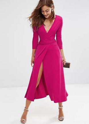 Распродажа платье asos ягодного цвета миди/макси на запах