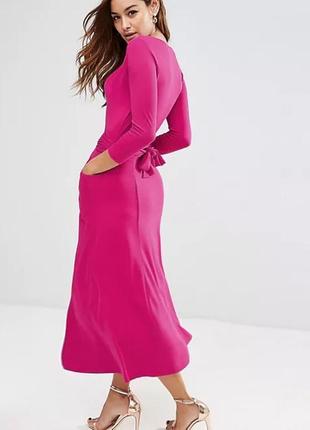 Распродажа платье asos ягодного цвета миди/макси на запах9 фото
