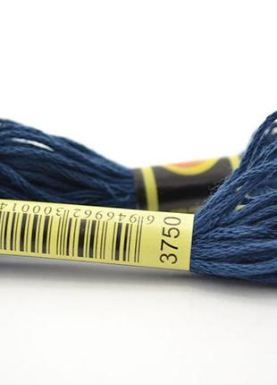 Нитки мулине для вышивки схс-3750 глубокий бензиновый синий / 8 м
