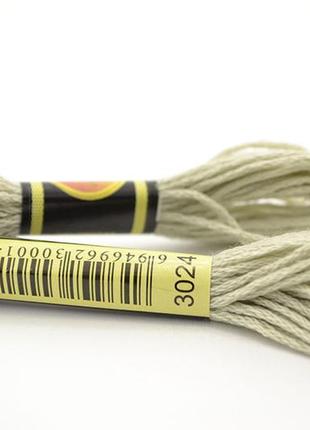 Нитки мулине для вышивки схс-3024 бледно-стальной серый / 8 м