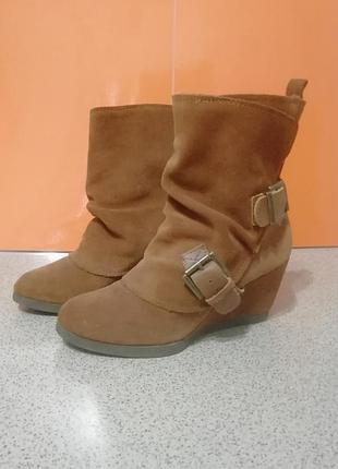 Женские полусапожки, ботинки на платформе рыжие замшевые деми 36