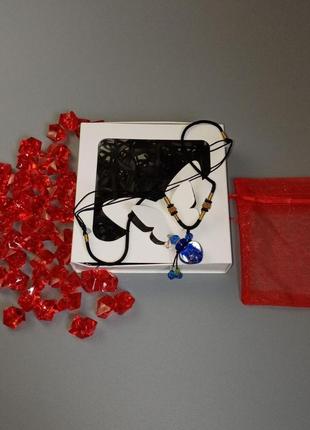 Кулон-флакон синее сердце для духов, ароматических масел, магических зелий в подарочной коробке+пода