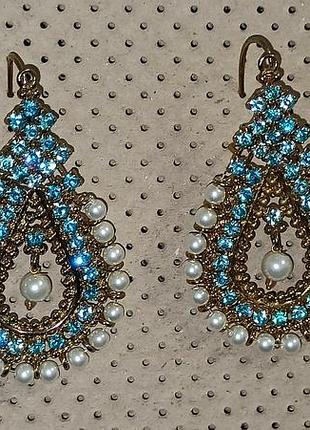 Нарядные вечерние массивные серьги с камнями