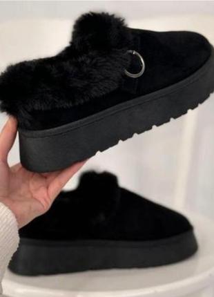 Угги женские черные короткие