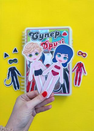 Игровая книга на липучках леди баг и супер кот для девочек