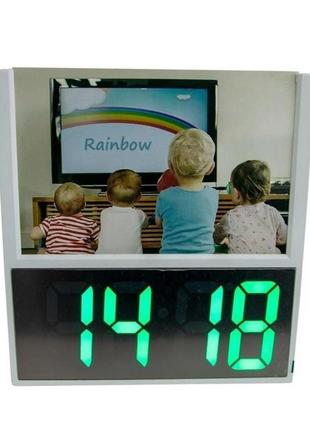 Электронные проводные настольные цифровые часы ds-6608 с фоторамкой, зеленая подсветка. цвет: белый