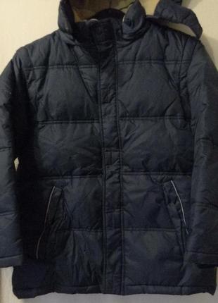 Пуховик для хлопчика ріст 146/152 від тсм синій колір