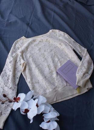 Нарядний светрик джемпер мереживо у кремовому відтінку