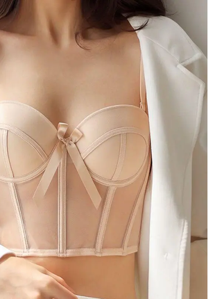 Сетчатый комплект белья из корсета и трусиков чашка в-с.