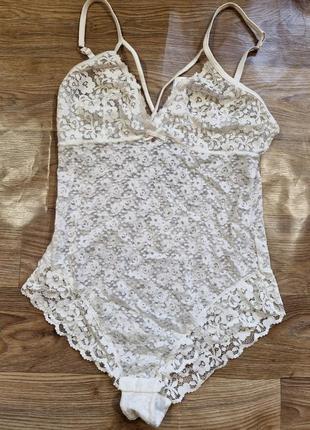 Белый кружевной боди комбидресс esmara.