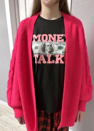 Кардиган свитер фуксия вязаный xl