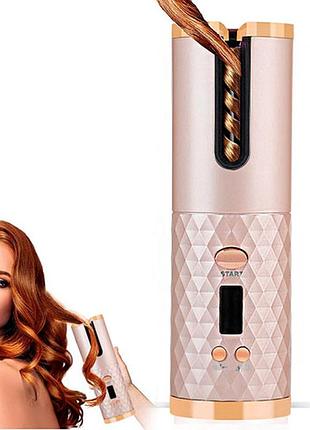 Плойка авто-бегуди для завивки волос беспроводной ramindong hair curler. цвет: розовый.i+