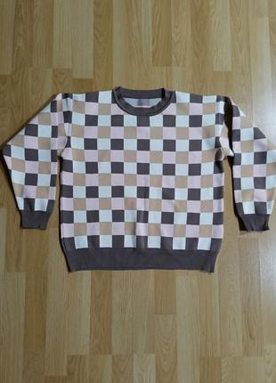 Свитшот, свитер женский в клетку amisu