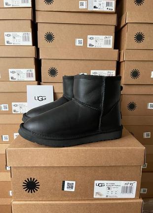 Акция!! натуральные угги женские/мужские кожаные ugg classic mini black full leather