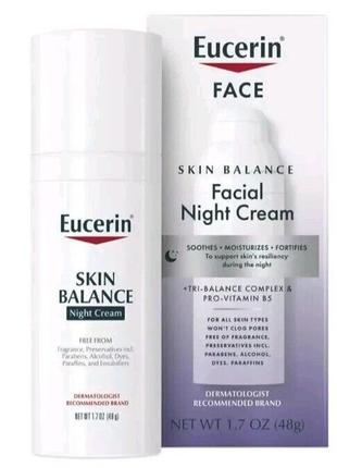 Eucerin skin balance ночной крем для лица. 48 г