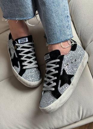 Брендовые женские кеды кроссовки кроссы с блестками со звездой