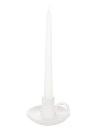Подсвечник керамический с ручкой белый 6 см.