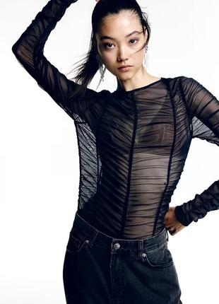 Прозорий топ h&m з драпіюванням