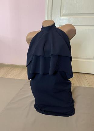 Платье синяя халтер нова с открытой спиной