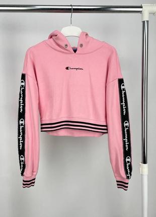 Женское укороченное худи champion с лампасами оригинал кофта толстовка