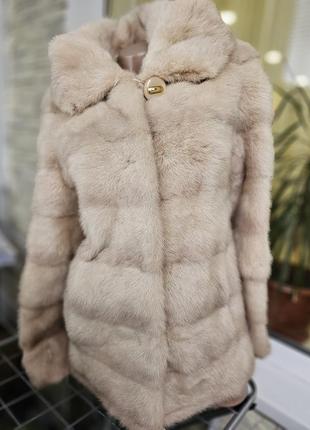 Норкова шуба трансформер пудрово- персіковий