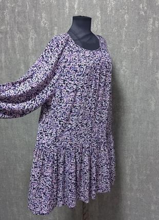 Платье, платье миди свободного кроя, цветочный принт, бохо,100% вискоза, легкое, летнее, h&m.