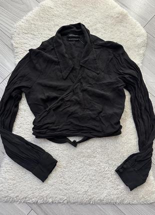 Топ блуза на запах серая рубашка