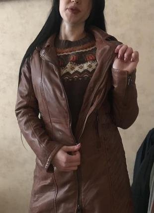 Кожаная удлиненная куртка фасон косуха gipsy real leather