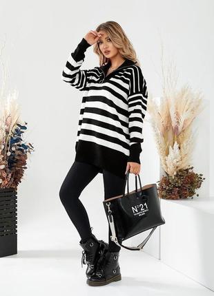 Светр оверсайз,чорна полоска,50-56