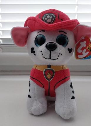 Мягкая детская игрушка ty beanie boos щенячий патруль маршалл собака собачка маршал собачий патруль